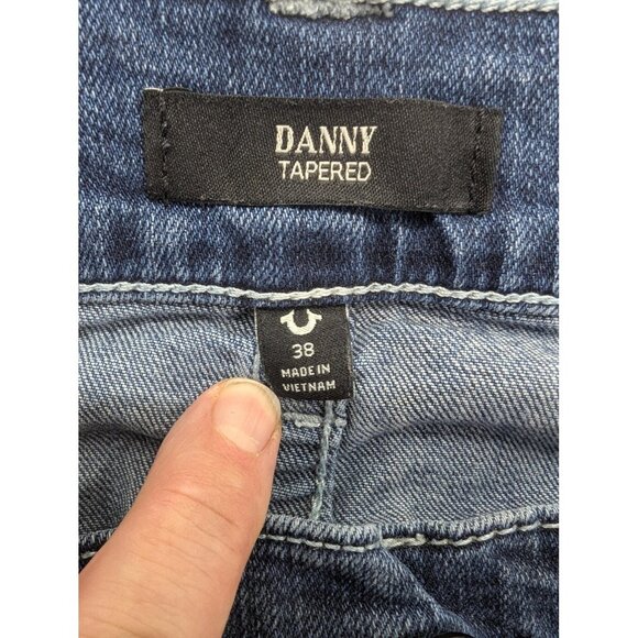 True Religion Danny Jeans Mens 38 Blue Tapered Leg Stretch Denim Casual - Picture 12 of 14